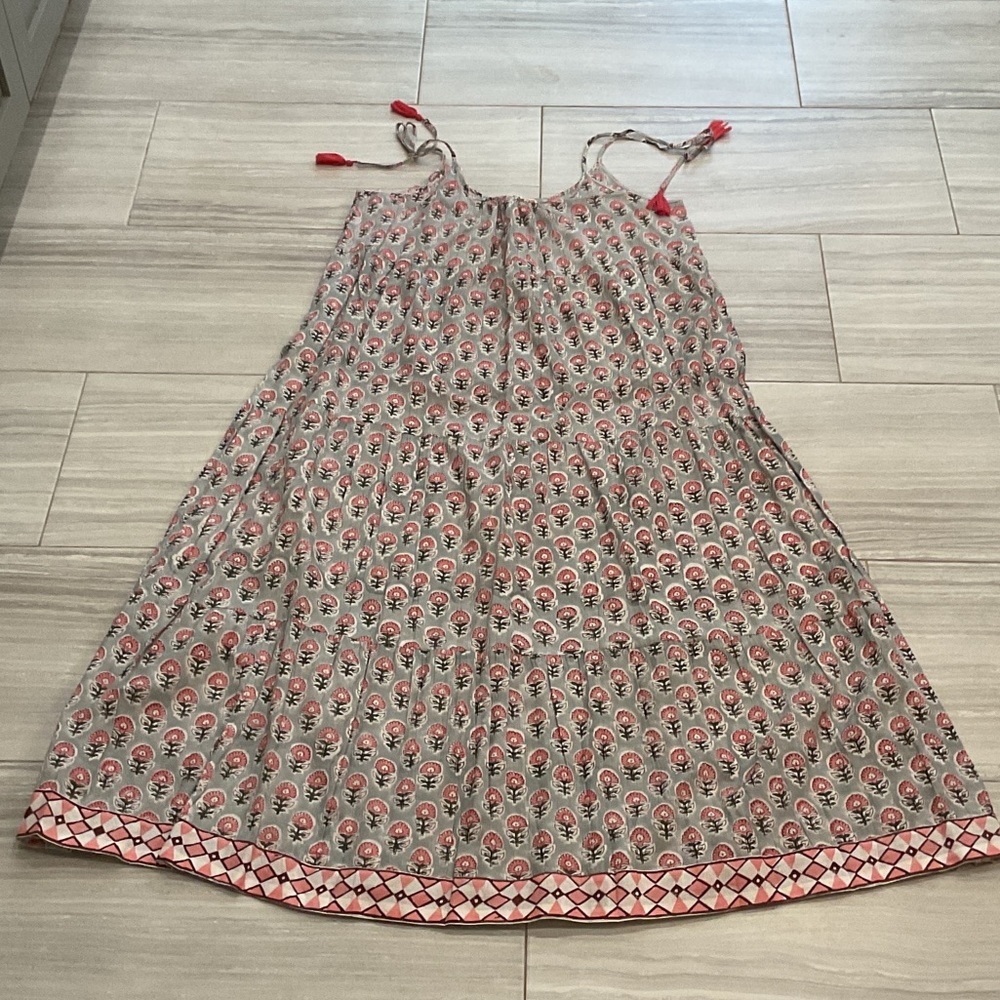 SLV Floral Sleeveless Dress with Red Accents